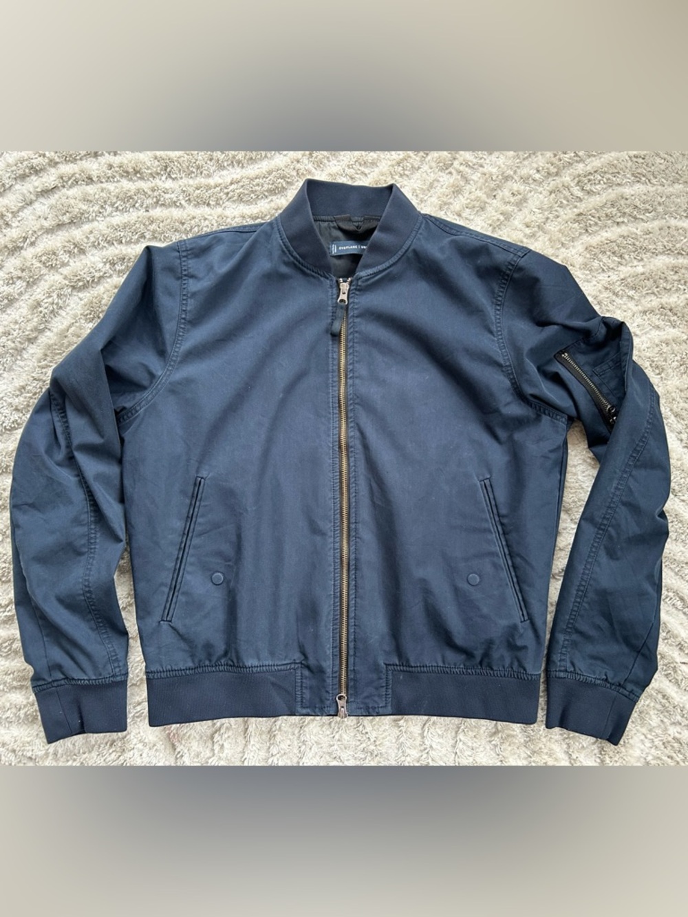 Everlane Navy Bomber Jacket with Zip Front
